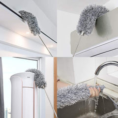 Upgraded Long Handle Microfiber Feather Ceiling Duster for Dust Cleaning Extendable Pole 30-100 Inch for Cleaning High Cobweb Stick High Ceiling Fan - Stainless Steel,Grey GenzVybs