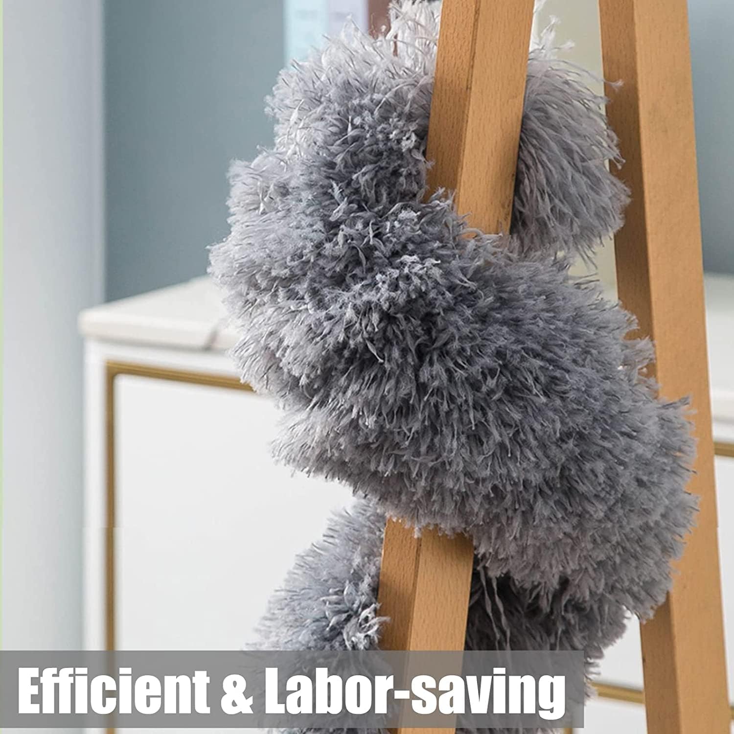 Upgraded Long Handle Microfiber Feather Ceiling Duster for Dust Cleaning Extendable Pole 30-100 Inch for Cleaning High Cobweb Stick High Ceiling Fan - Stainless Steel,Grey GenzVybs